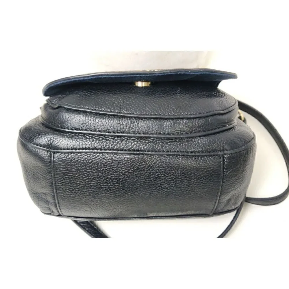 VTG TOMMY HILFIGER BLUE GENUINE LEATHER MESSENGER SHOULDER BAG X-BODY HANDBAG
